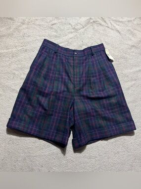 Signature Expressions Shorts Womens 12 Plaid Wool Blend Vintage Lined Pleated
